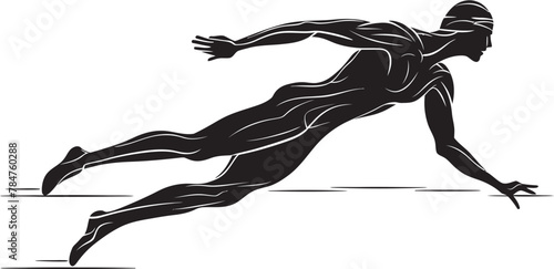 Aquatic Athlete Vector Logo Design Fluid Form Swimming Iconic Emblem