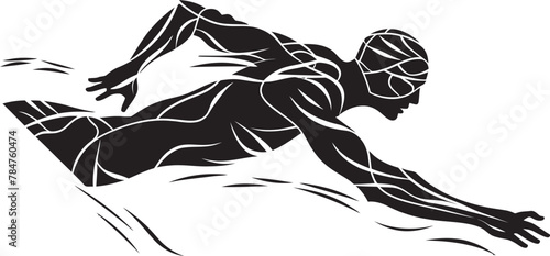 Aquatic Agility Iconic Swimmer Symbol Fluid Fitness Emblematic Logo Design