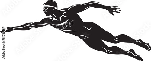 Splash Streak Vector Iconic Emblem Aqua Athlete Emblem Design for Swimmer