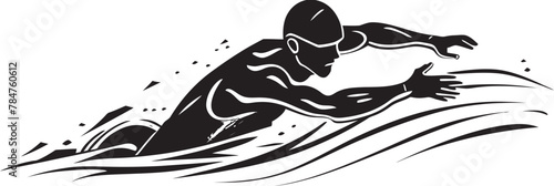 Swim Surge Vector Emblematic Symbol Wave Warrior Emblematic Swim Emblem