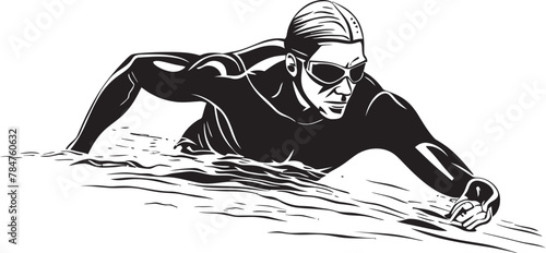 Aquatic Aura Emblematic Swim Icon Splash Streak Symbol Design for Swimmer