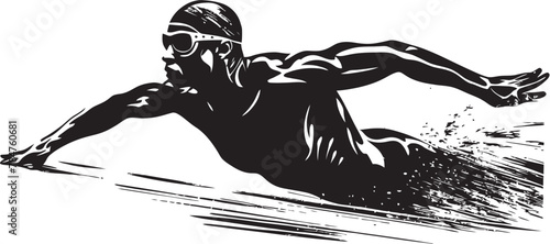 Aquatic Aura Iconic Swim Symbol Splash Streak Emblematic Swimmer Logo