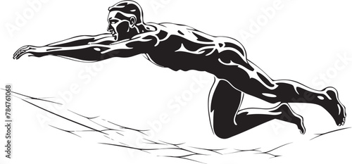 Water Warrior Icon Design for Swimmer Fluid Fitness Vector Emblematic Logo