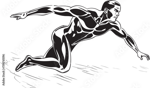 Water Warrior Emblematic Swimmer Icon Dive Dynamics Vector Logo for Swimming