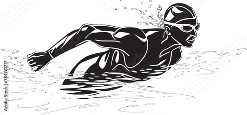 Aquatic Agility Emblematic Swimmer Icon Splash Symbol Vector Logo for Swimming