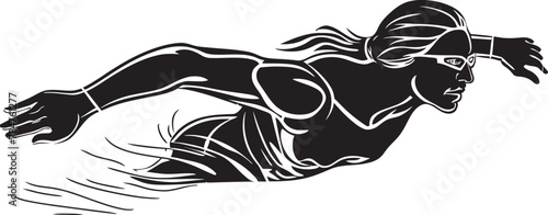 Aquatic Athlete Emblematic Swim Icon Splash Stroke Vector Swimmer Symbol