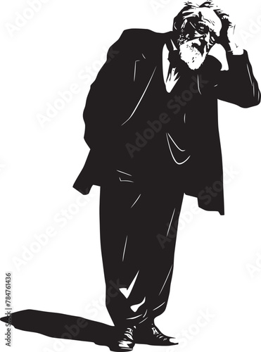Dismayed Guardian Emblematic Vector Icon Heavy hearted Sage Iconic Emblem of Melancholy