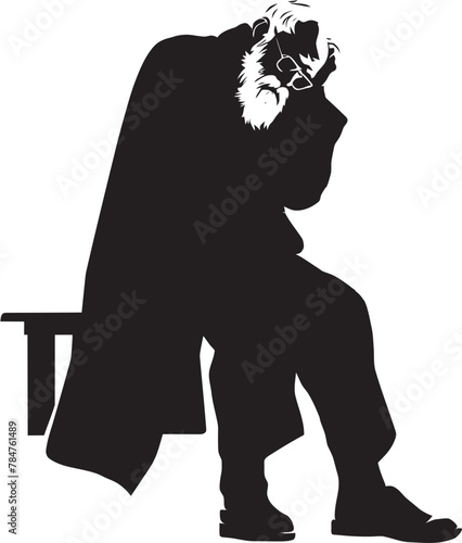 Sighing Sage Emblematic Vector Logo Elders Emptiness Iconic Emblem of Desolation