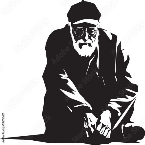 Waning Wisdom Emblematic Vector Logo Crestfallen Counselor Iconic Emblem of Depressed Insight