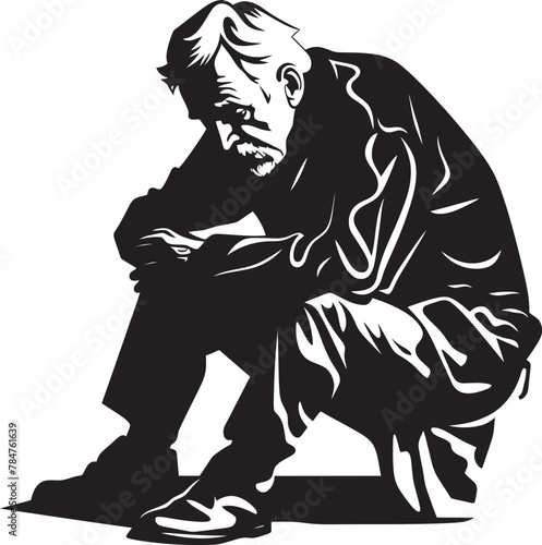 Aging Anguish Emblematic Vector Icon Weary Warden Iconic Emblem of Tired Vigilance
