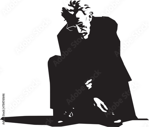 Weary Witness Symbol of Silent Suffering Aged Anguish Emblematic Vector Logo