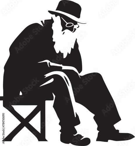 Weary Wisdom Emblematic Vector Icon Solitary Sigh Symbol of Weariness