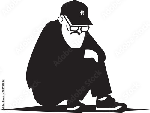 Elder Sorrow Emblematic Vector Icon Times Testimony Symbol of Lifes Trials