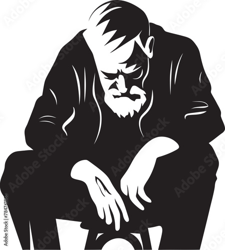 Wistful Vigil Symbol of Tired Eyes Elder Sorrow Emblematic Vector Icon