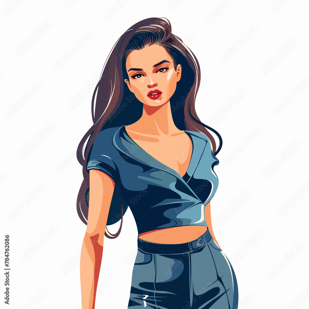 Portrait of a beautiful young brunette woman. Vector illustration. Portrait of a beautiful young brunette woman. Vector illustration.