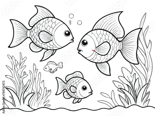 Coloring book page of fish line art  vector customized design on different variant