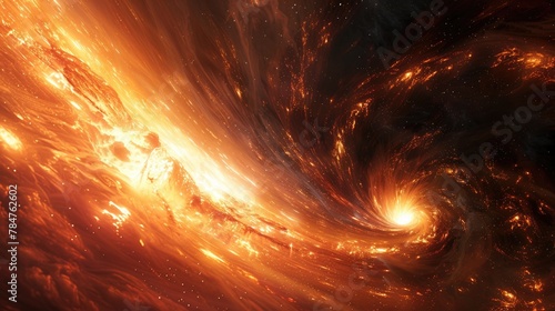 An intense illustration of a cosmic black hole swallowing light, soft tones, fine details, high resolution, high detail, 32K Ultra HD, copyspace
