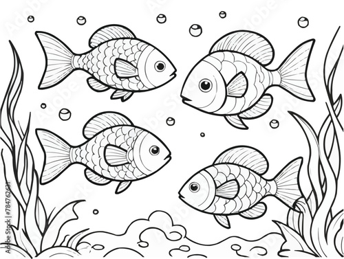 Coloring book page of fish line art  vector customized design on different variant