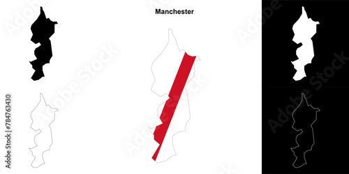 Manchester blank outline map set