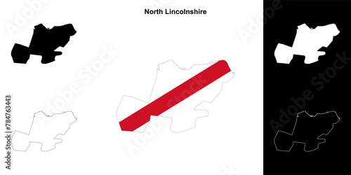 North Lincolnshire blank outline map set photo