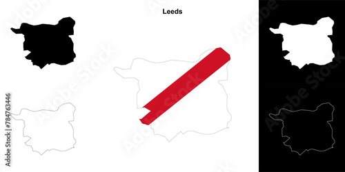 Leeds blank outline map set