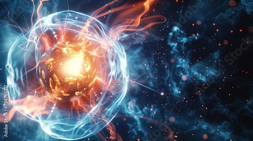 Nuclear fusion concept illustrating the potential for endless energy and future electricity technologies photo