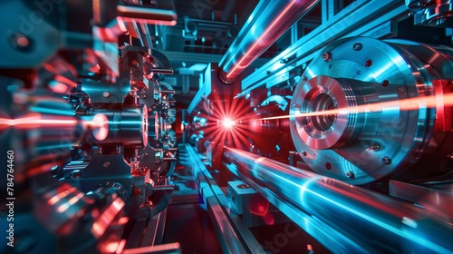 Optical physics laboratory showcasing laser beams in operation © Orxan