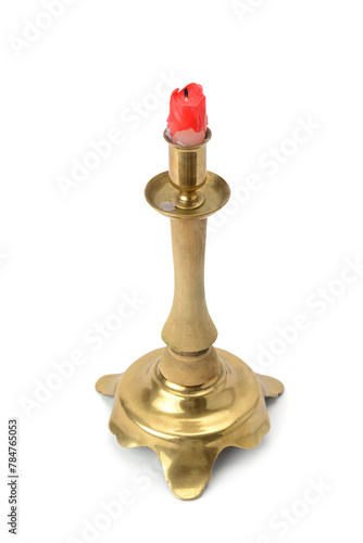 candlestick and candle isolated on a white