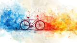 World bicycle day concept International holiday june 3, watercolor art bicycle on white background. Environment preserve. blur nature background, banner, card, poster with text space