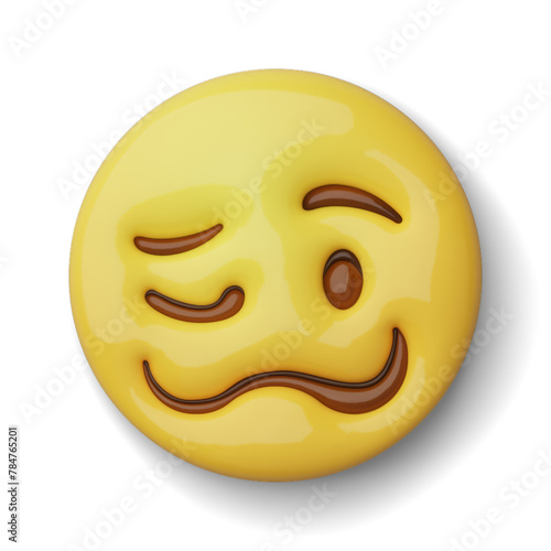 3D woozy face emoji with shadow, alpha channel PNG
 photo