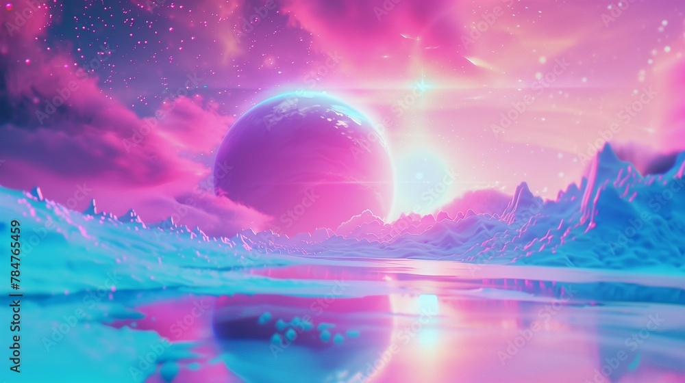 Synthwave, vaporwave, retro wave, retro-futurism, abstract holographic background