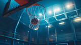 Perfect Basketball Shot Scoring in Hoop During Indoor Game Play
