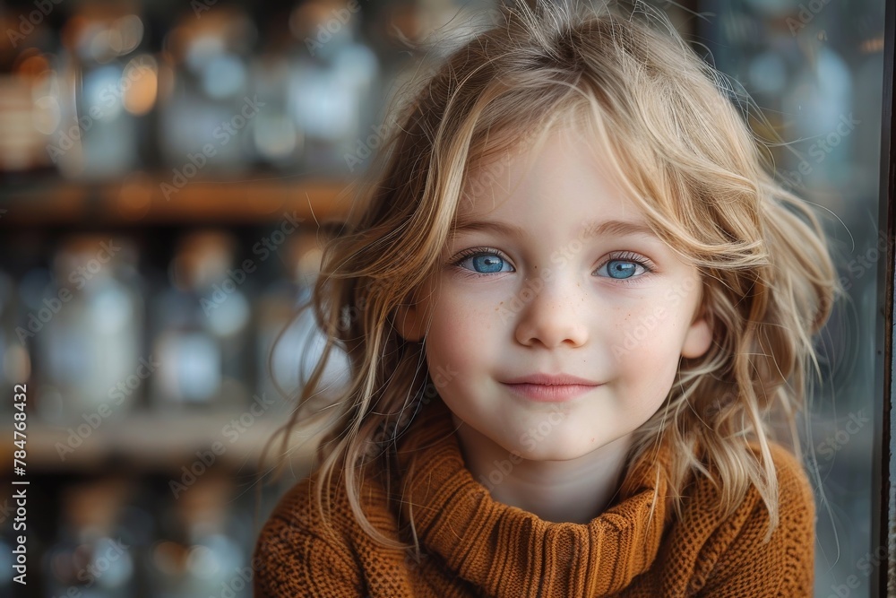 Φωτογραφία Portrait of an adorable young girl with striking blue eyes and blonde hair in an