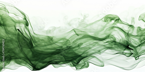 Closeup of green smoke resembling water vapor on white background. Generative AI