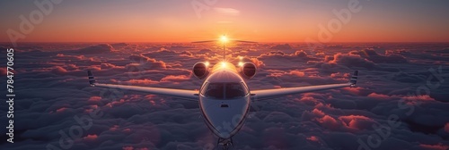 Executive jet flying above clouds, symbolizing elite business travel.