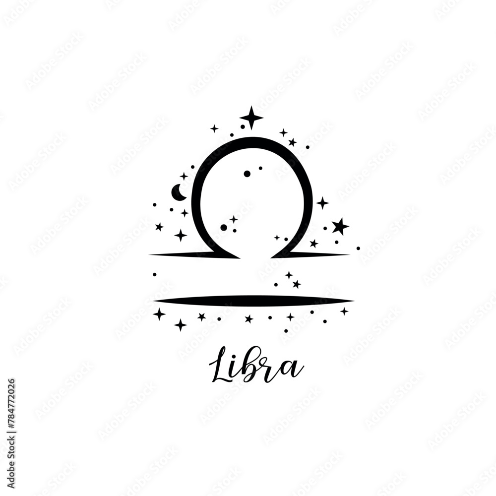 Obraz premium Libra zodiac sign with moon and stars
