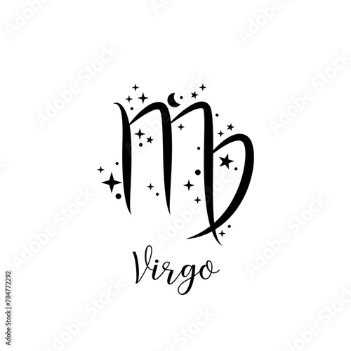 Virgo zodiac sign with moon and stars