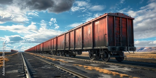 freight train on rails Generative AI