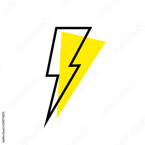 Lightning icon. Abstract linear lightning icon.