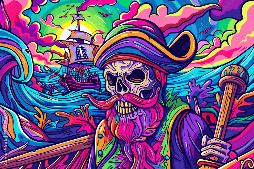 A psychedelic Pirate. Generative AI A psychedelic Pirate. Generative AI
