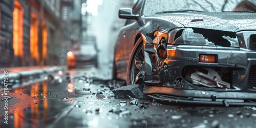 broken car in an accident Generative AI