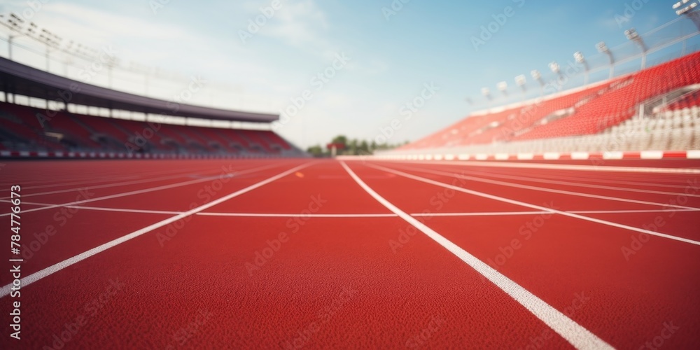 Red running track at the stadium Generative AI