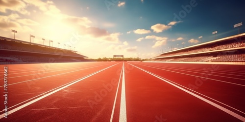 Red running track at the stadium Generative AI