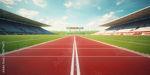 Red running track at the stadium Generative AI