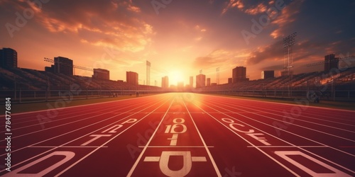 Red running track at the stadium Generative AI