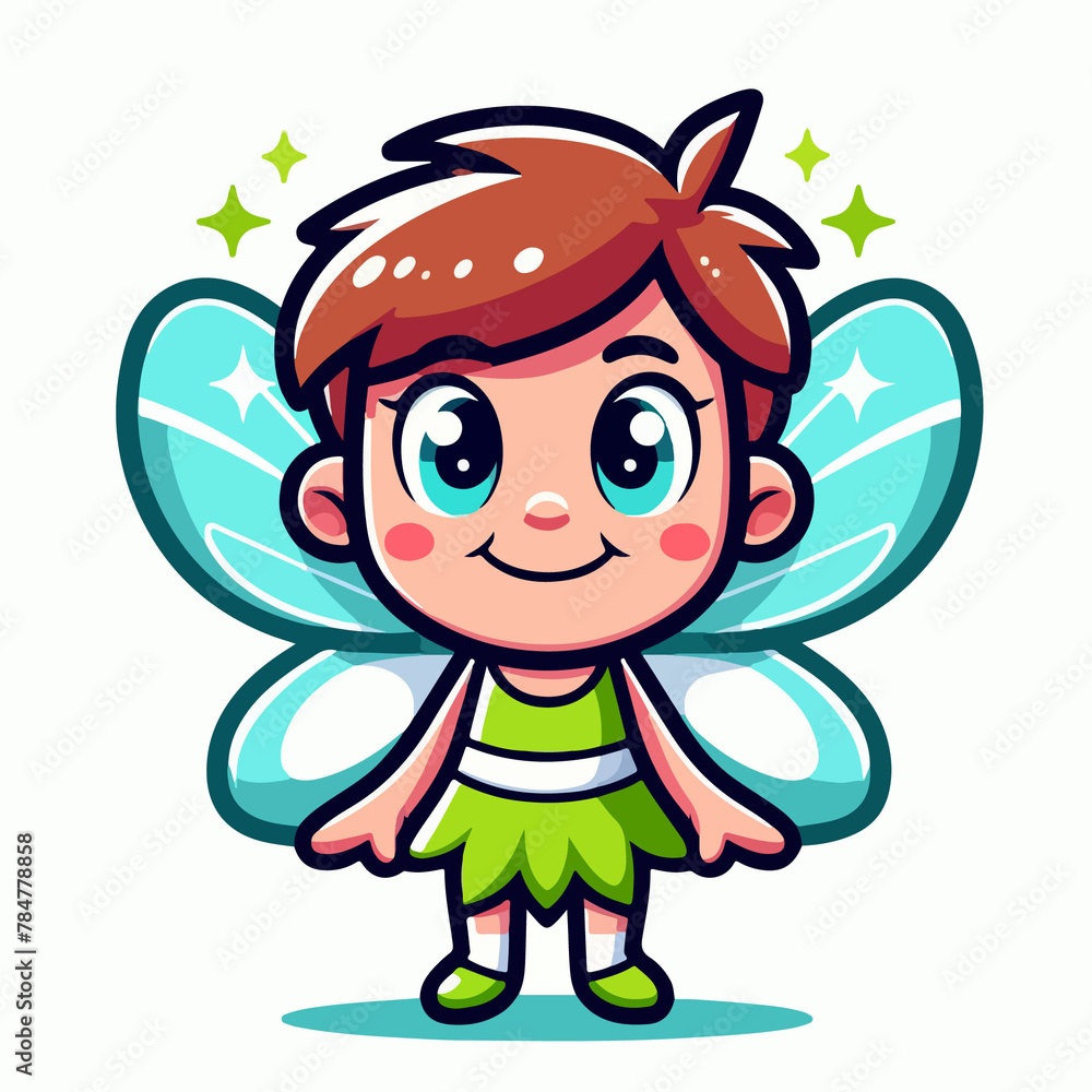 Fototapeta premium Cartoon Fairy, Magical, Fantasy Wings, Isolated on White.