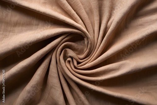Beige linen fabric texture with folds for tactile design concepts photo
