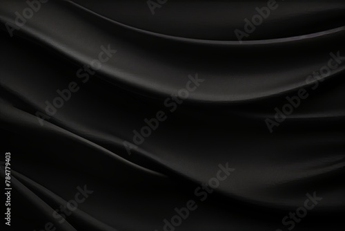 Black background with subtle grain texture for elegant design, top view. Marokee velvet fabric backdrop with space for text or logo. 