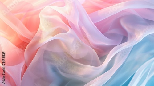 Layers of gossamer fabric in soft pastel hues, ideal for fashion design inspirations or gentle, dreamy background visuals photo