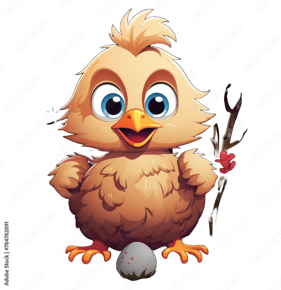 cartoon chicken with Easter egg cartoon chicken with Easter egg